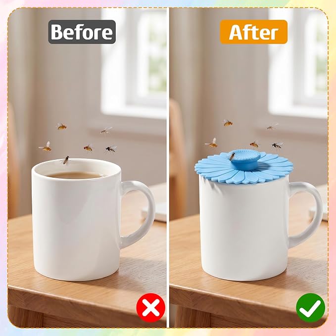 3 PCS Silicone Cup Covers, 4.1 Inch Sunflower Drink Covers Reusable Anti-dust - Image 6