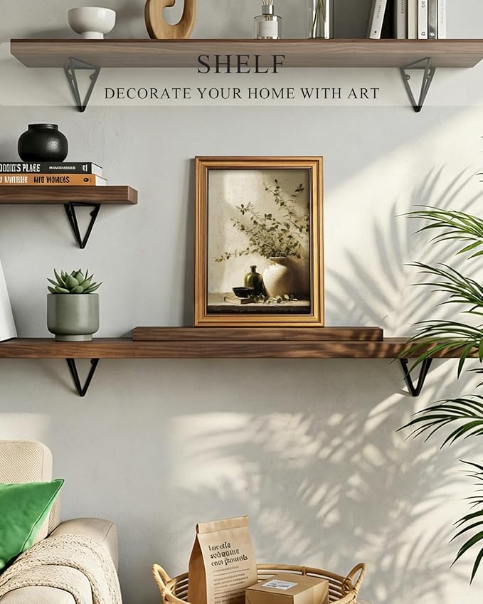 ARPEOTCY Gold Framed Canvas Wall Art, Eucalyptus Leaves Potted Wall Decor - Image 3