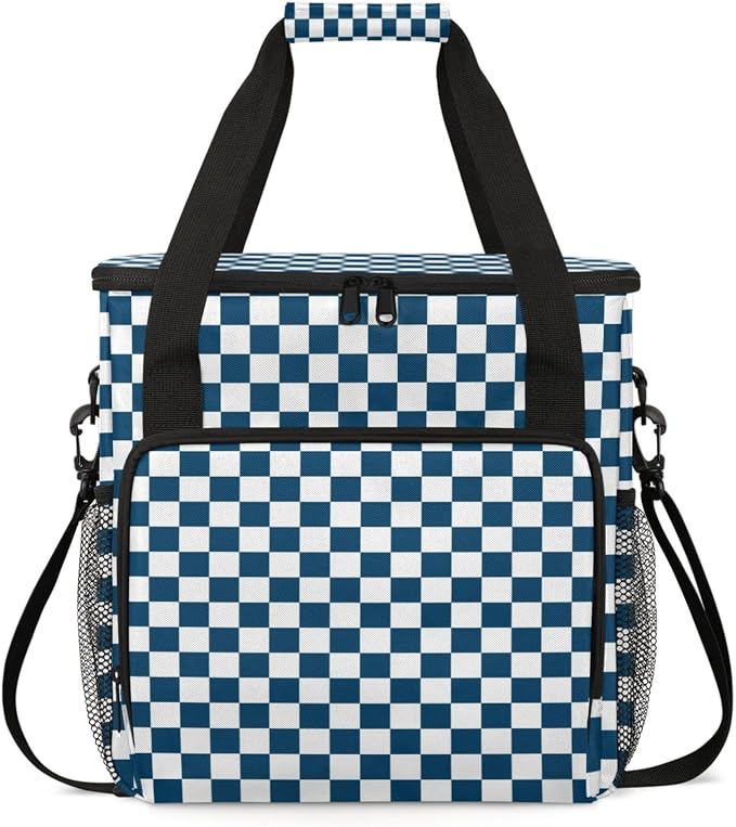Checkerboard navy blue Coffee Maker Carrying Bag, Waterproof Insulated by Home