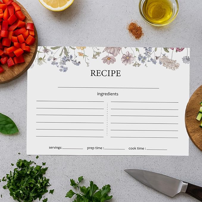 50 Pieces 4x6 Recipe Cards for Wildflower Bridal Shower Weeding Christmas - Image 7