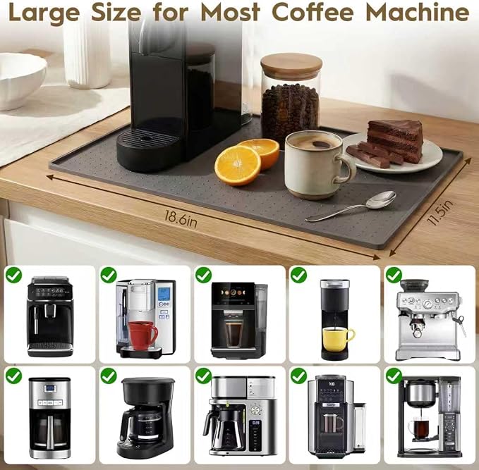 Coffee Mat with Raised Edges, 11.5”x18.6” Silicone Bar Mats - Image 2