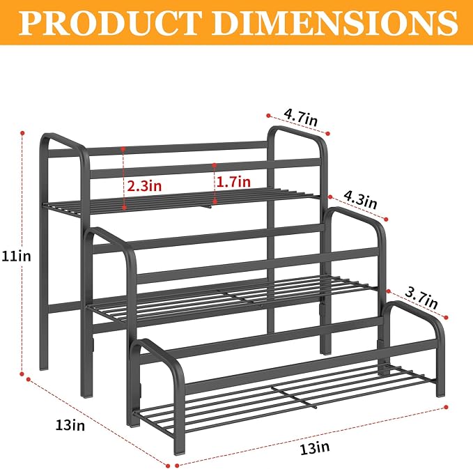 DTUQYX Coffee Syrup Organizer 3-Tier, 12 Bottles Capacity Coffee Syrup Rack - Image 2