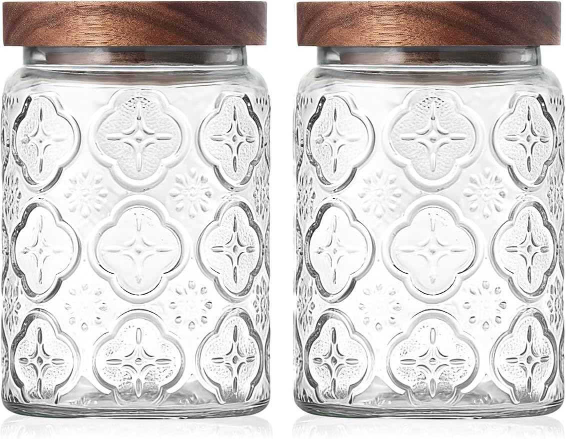 Vintage Glass Jar with Wood Lid by PENGSHU