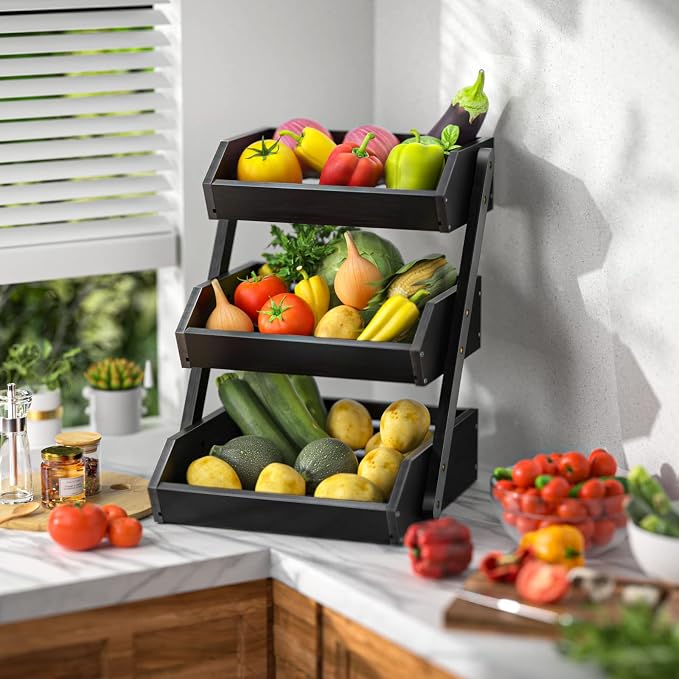 G.a HOMEFAVOR Large Bamboo Fruit Basket, 3 Tier Fruit Bowl - Image 6
