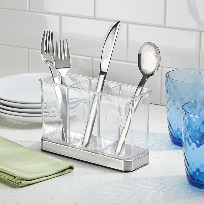 mDesign Cutlery Holder Modern Cutlery Basket - Image 3