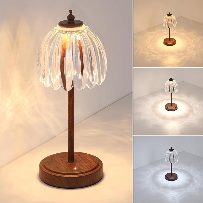 Shenmoyl Tulip Table Lamp with 5200mAh Battery & Touch Control, Small Cordless by Shenmoyl