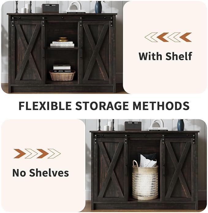 4 EVER WINNER 42" Farmhouse Coffee Bar Cabinet, Buffet Cabinet - Image 6