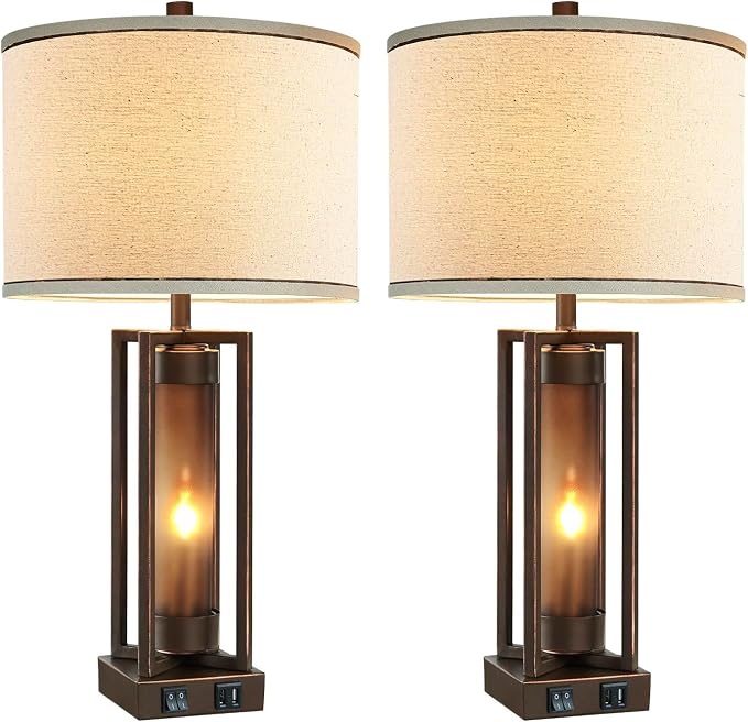 Rustic Table Lamps for Living Room Set of 2 - Image 8