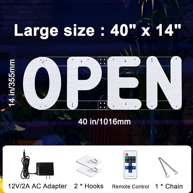 40"x14" Open Sign, LED Open Sign - Image 6