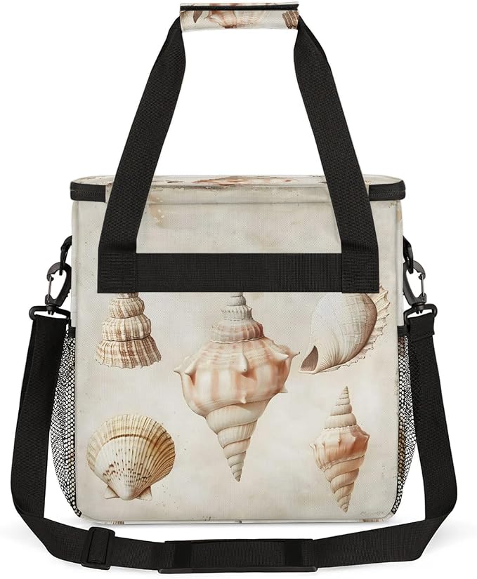 Vintage Shells Ocean Beach Theme Coffee Maker Carring Bag, Large Insulated - Image 5