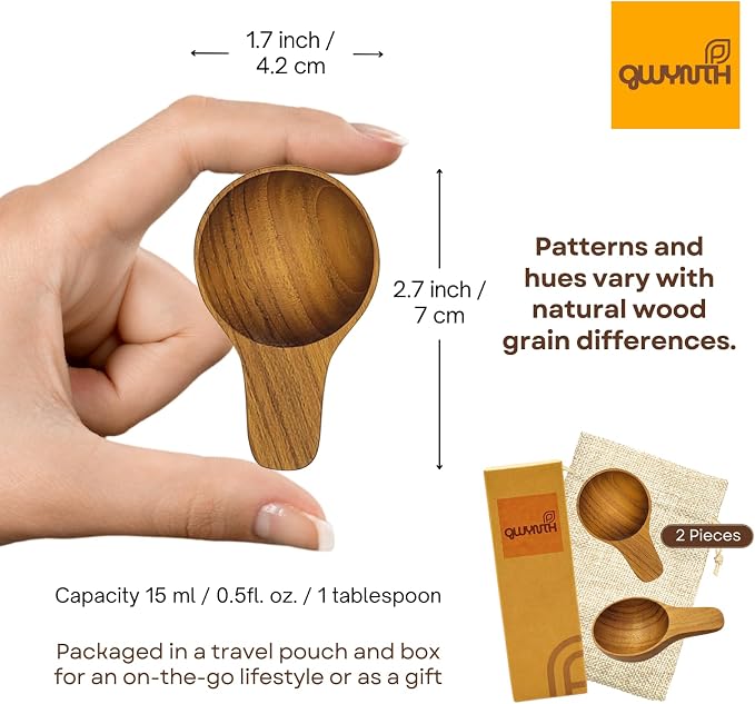 2 Pieces Small Wooden Spoon, Short Handle Teak Wood Scoops - Image 4