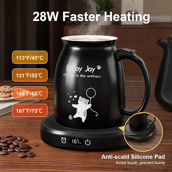 Coffee Mug Warmer with Cute Cat Mug Set, 8 Hour Auto Shut Off Cup Warmer - Image 2