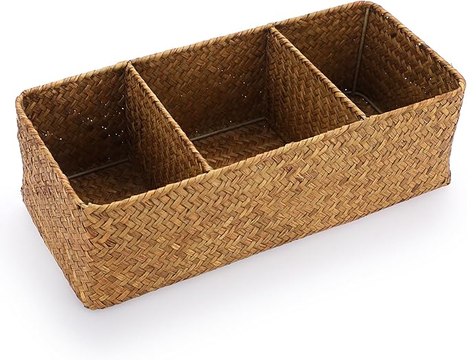 ELLDOO Woven Seagrass Wicker Rattan Storage Basket, Large Capacity Coffee Pod by ELLDOO