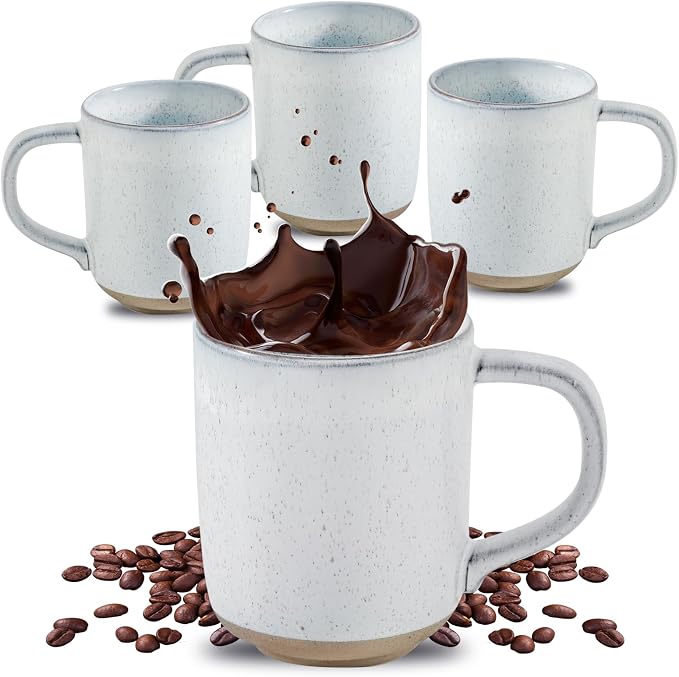 HASENSE Ceramic Coffee Mugs Set of 4, 14 oz Stoneware Coffee Cups by Hasense