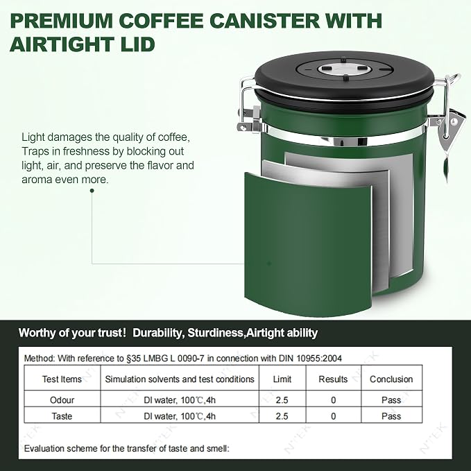 ShanSon Coffee Canister Airtight, Stainless Steel Bean Storage Container - Image 4