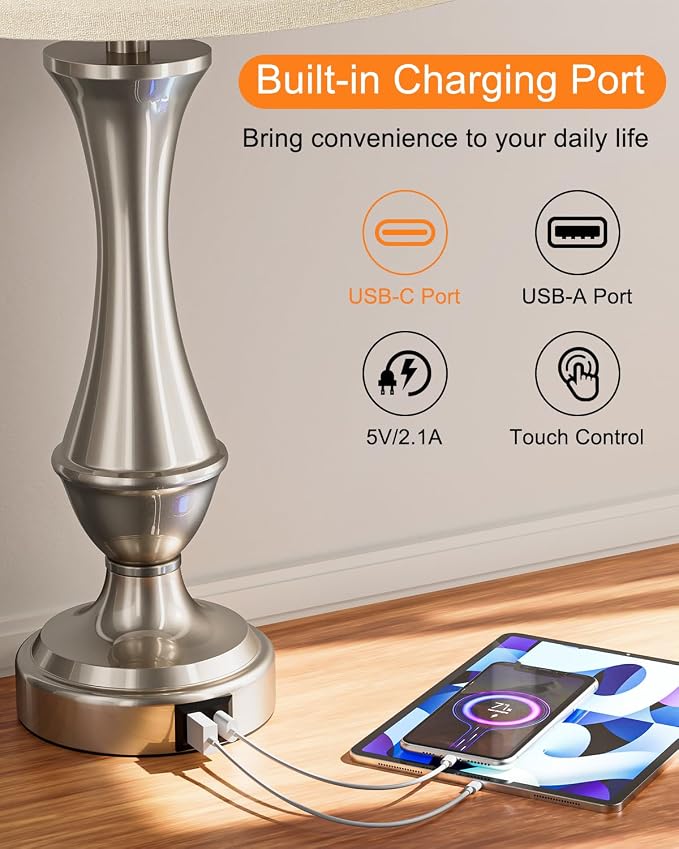 Seealle Upgraded Touch Lamps for Night Stands Set of 2 - Image 3