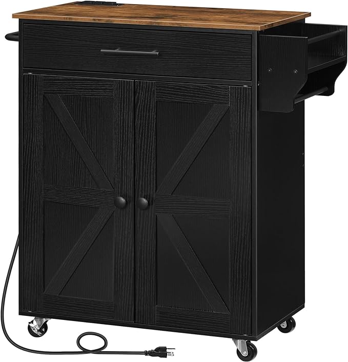 HOOBRO Kitchen Island with Power Outlet, Rolling Kitchen Island with Large by HOOBRO