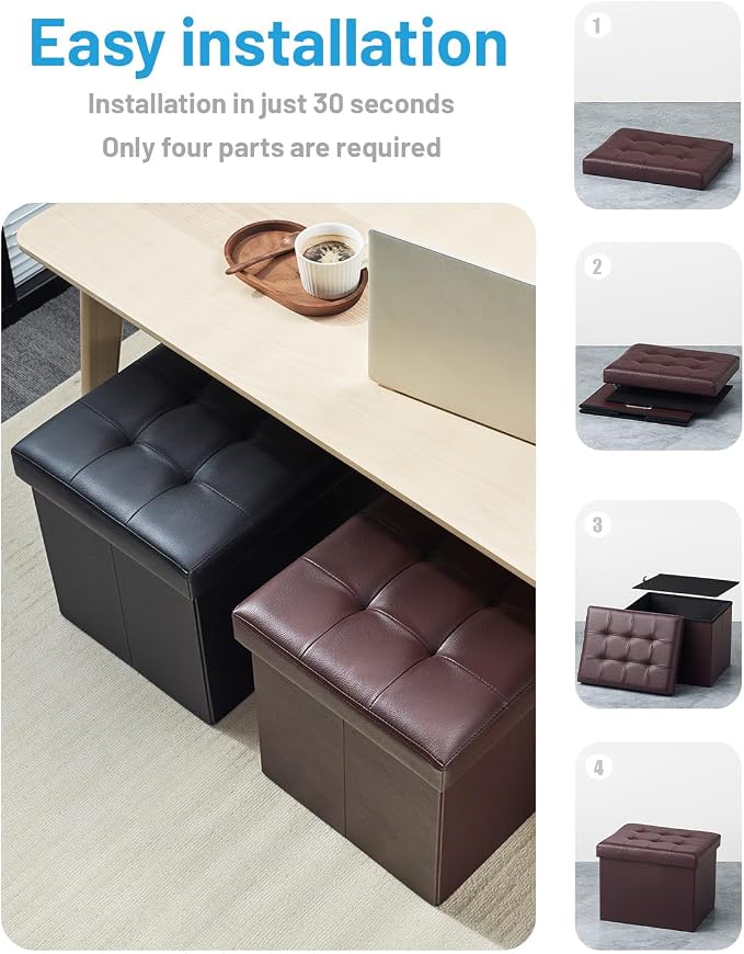 Bsketa Storage Ottoman Foot Rest Stool, Small Leather Storage Ottomans Bench - Image 6