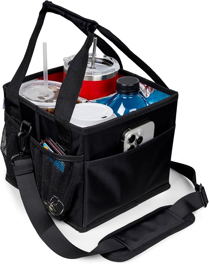 Reusable Drink Carrier with Handle – Tip-Resistant 4 Cup Carrier with Shoulder by Unknown