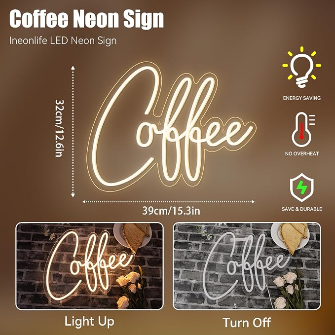 Ineonlife Coffee Neon Sign, Coffee Bar Sign - Image 3