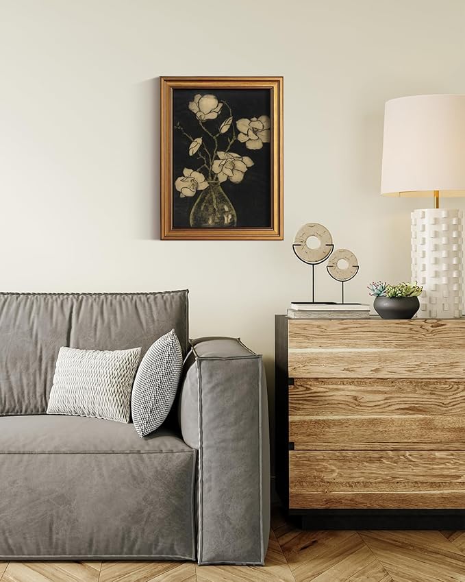 ARPEOTCY Gold Framed Canvas Wall Art, 12x16 Inch Vintage Botanical Floral Still - Image 4