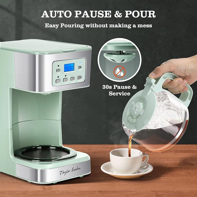 Taylor Swoden 12-Cup Programmable Coffee Maker, Regular & Strong Brew Drip - Image 5