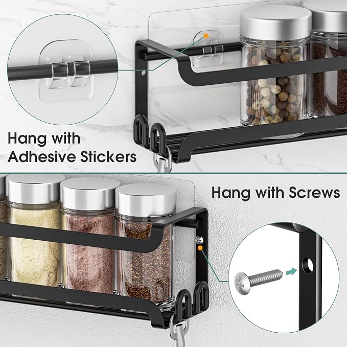 LUCYCAZ 4 Pack Wall Mounted Spice Rack - Image 7