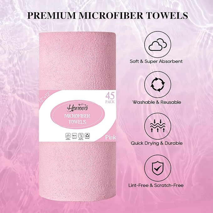 HONOVA Microfiber Cleaning Cloth Roll 45 Pack, Tear Away Microfiber Towels - Image 3