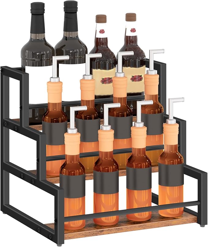 HOOBRO Coffee Syrup Rack Organizer, 3-Tier 12-Bottle Syrup Holder Stand - Image 9