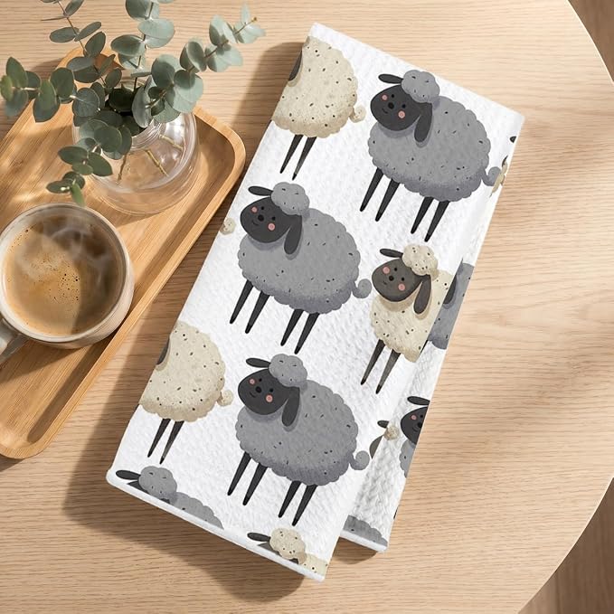 2 Pcs Sheep Kitchen Towels, Microfiber Dish Cloths - Image 3