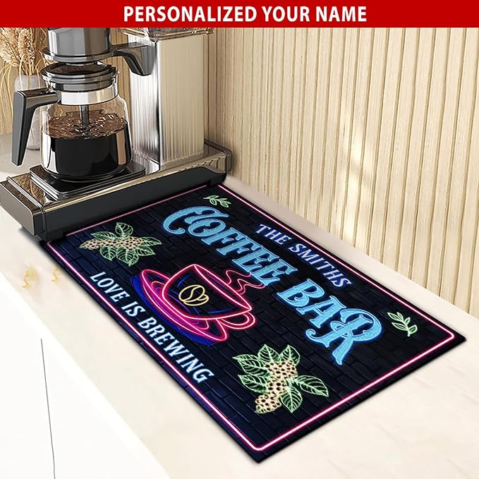 THUYPT Personalized Coffee Mat, Coffee Station Mat Quick Dry, Coffee Spill Mat - Image 3