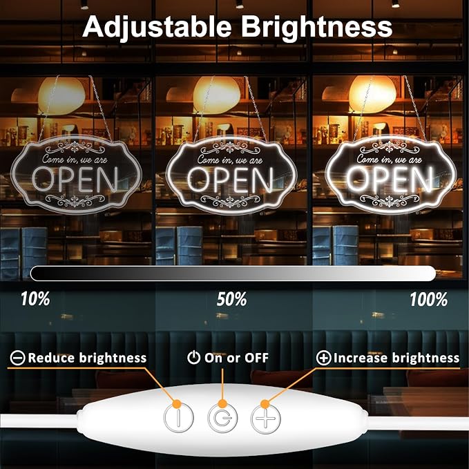 LED Neon Open Sign for Business, 16.5x10'' Come in We’re Open Sign, Daylight - Image 3
