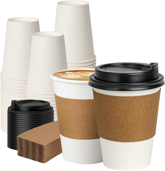 RACETOP 12 oz 500 Pack Disposable Paper Coffee Cups by RACETOP
