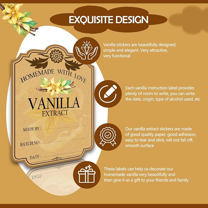 30PCS Vanilla Extract Labels, Holiday Gift Stickers Homemade Vanilla Stickers - Image 4