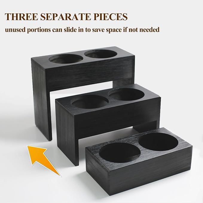 Black Wood Coffee Syrup Rack Organizer, 3 Tier Syrup Bottle Holder - Image 3