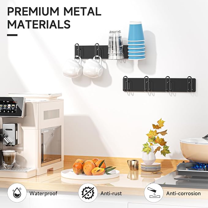 Mug Holder Wall Mounted, 2 Pack Coffee Cup Hooks, Metal Mug Rack - Image 3