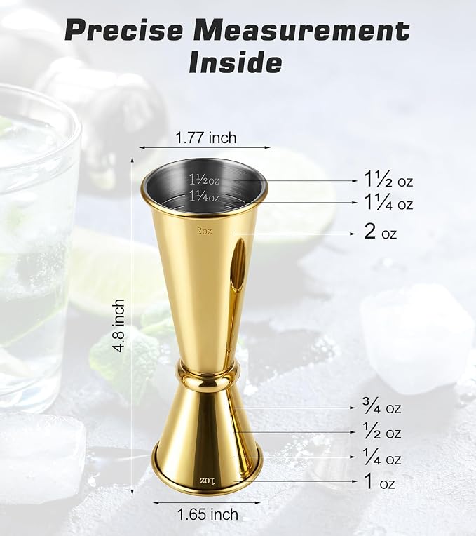 2-Pack Stainless Steel Cocktail Jiggers – Japanese Style Double Measuring Cups - Image 2