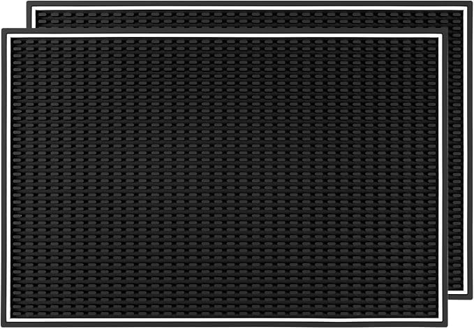 Bar Mats 18"x12" 2 Pack Black, Countertop Coffee Mat by Professionallyfocused