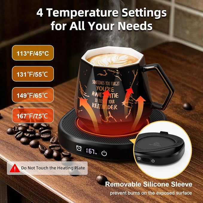Coffee Mug Warmer & Awesome Mug Set, Smart Heated Electric Coffee Cup Warmer - Image 2
