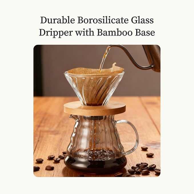 Pour Over Coffee Maker Set, 20oz Borosilicate Glass Carafe - Image 5
