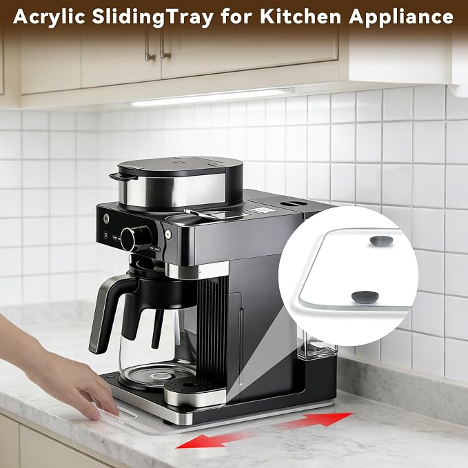 Appliance Slider for Coffee Maker, Acrylic Sliding Tray for Kitchen Countertop - Image 4