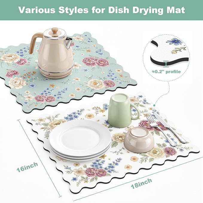 Dish Drying Mat for Kitchen Counter, Coffee Mat for Coffee Bar, Heat Resistant - Image 7