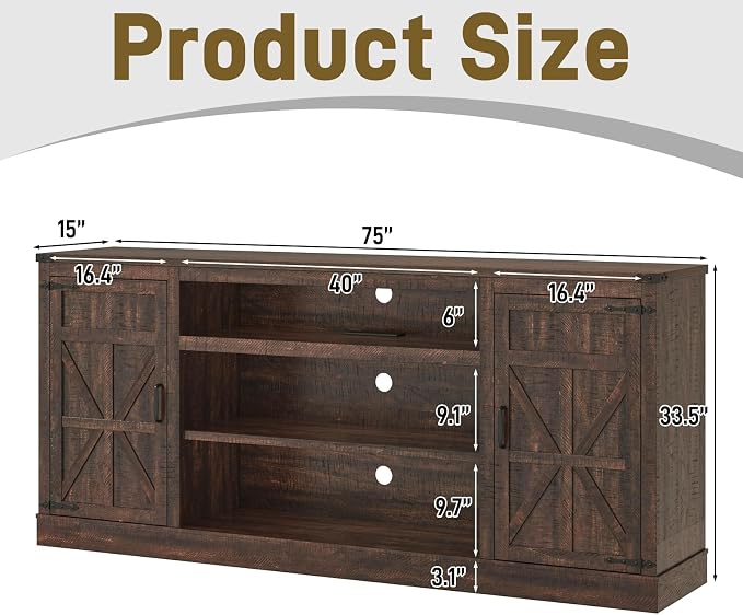 XVD 75" Farmhouse Coffee Bar Cabinet - Image 2