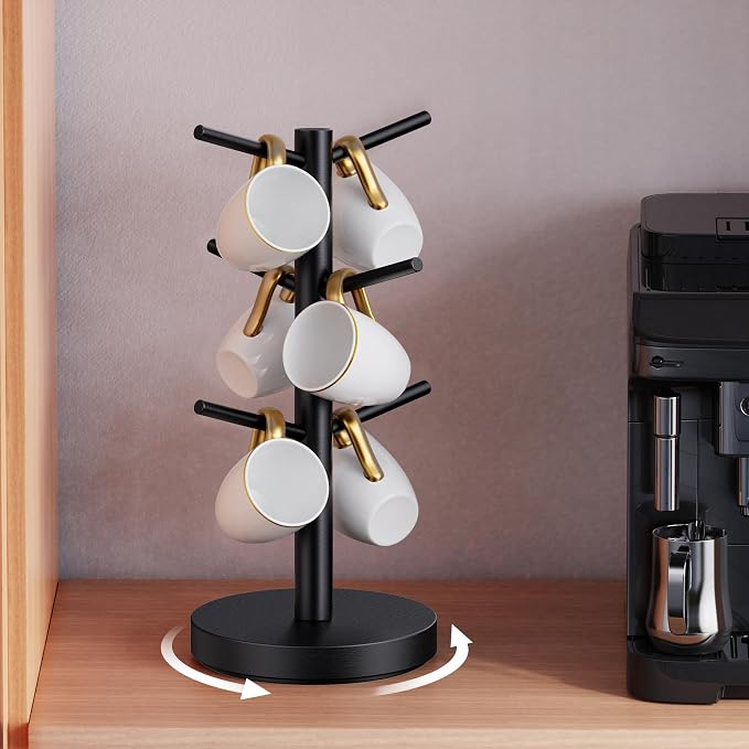 Coffee Mug Holder Tree, Upgraded 360° Rotated Cup Holder by Eleratorstoragehaslife