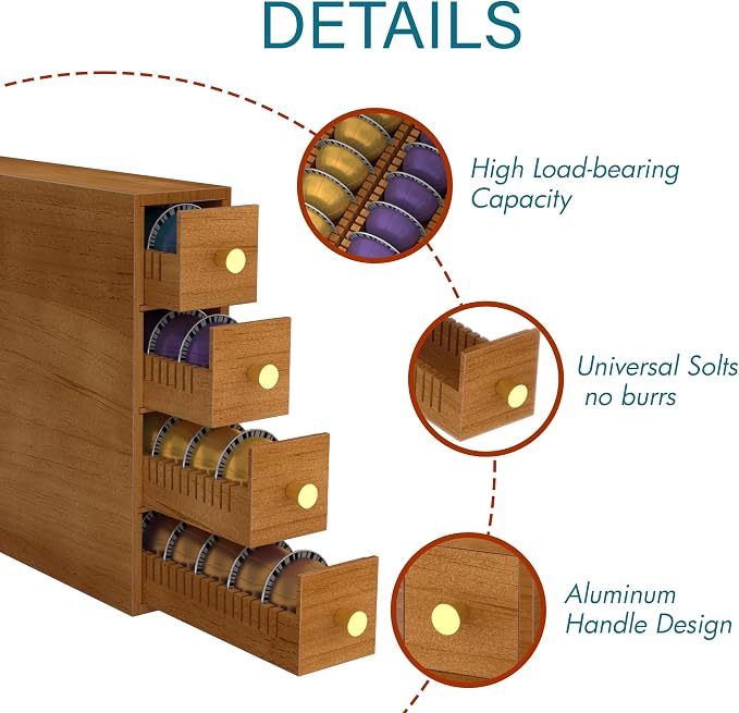Suli Coffee Pod Holder, 52 Pods Large Capacity, 4-Tier Coffee Pod Organizer - Image 6