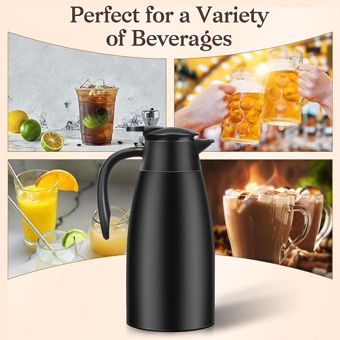 Essenya 2 PCS 68 OZ Thermal Coffee Carafe, Insulated Stainless Steel Coffee - Image 5