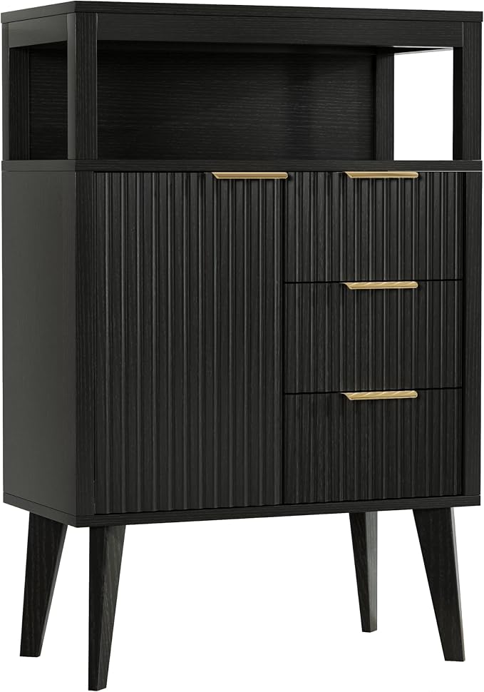 Black Bathroom Floor Cabinet by Unknown