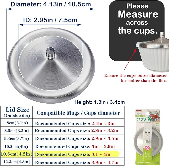 2Pcs Stainless Steel Cup Lid, 4.2Inch Coffee Mug Cover, Metal Tea Coffee Cup - Image 2