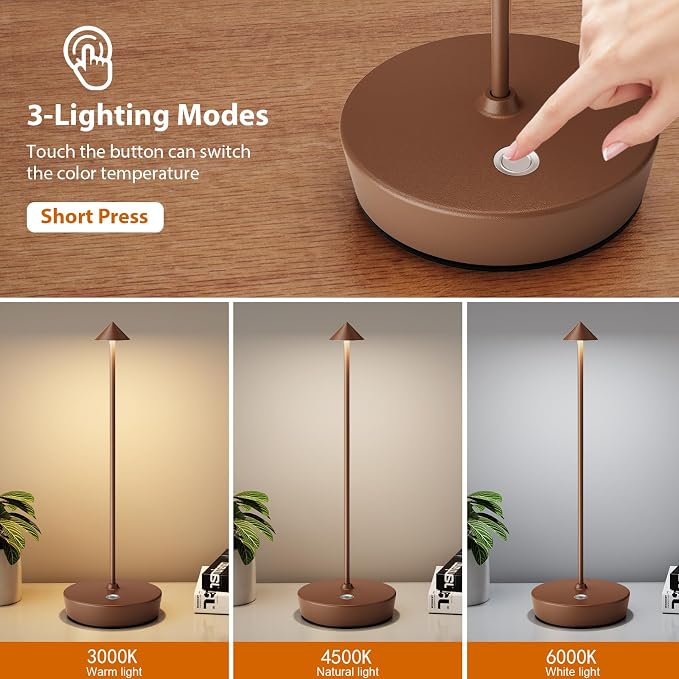 2Pack Rechargeable Cordless Table Lamp, Portable Powered LED Battery 6000mAh - Image 3