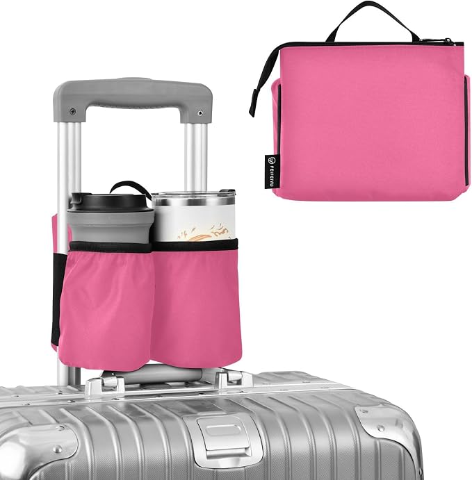 DOMIKING Neon Pink Travel Luggage Cup Holder by DOMIKING